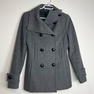 Babaton Howell Virgin Wool & Cashmere Double Breasted Coat - Heather Grey- Small